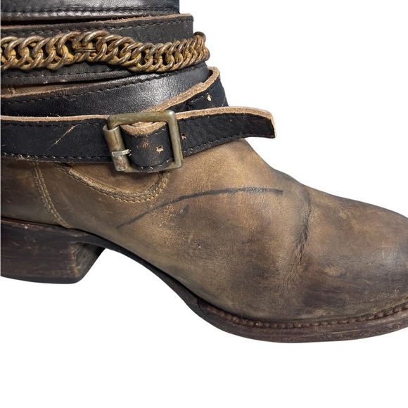 Freebird By Steven Aspen Long Brown Buckle/chains Leather Boho women boots Sz 7 - Picture 8 of 16